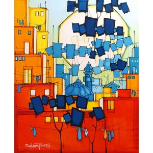 Salman Farooqi, 24 x 30 Inch, Acrylic on Canvas, Cityscape Painting, AC-SF-440